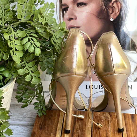 SCHUTZ🍁Josseana clear strap Metallic gold  Sandal Size 6 womens - Picture 10 of 12
